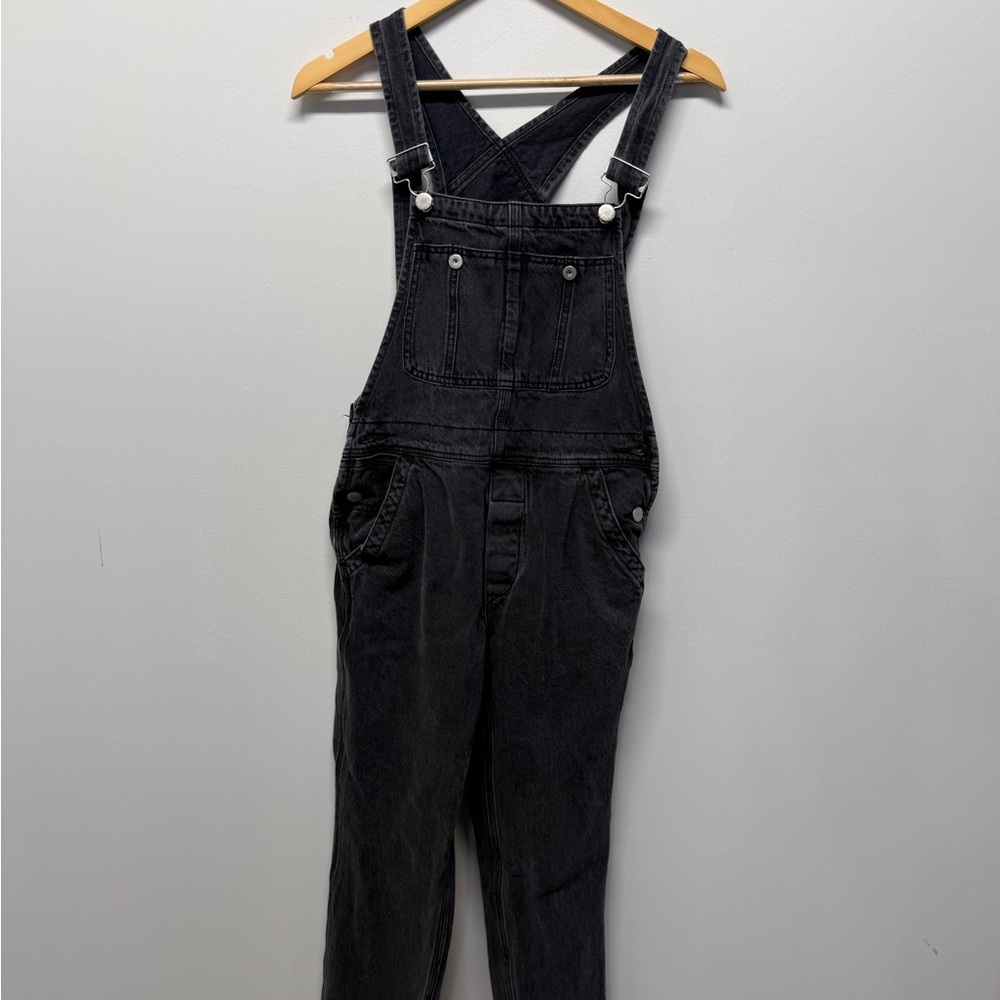 We The Free Free People Black Wash Denim Overalls Boho Women’s Size 24 - Picture 3 of 9